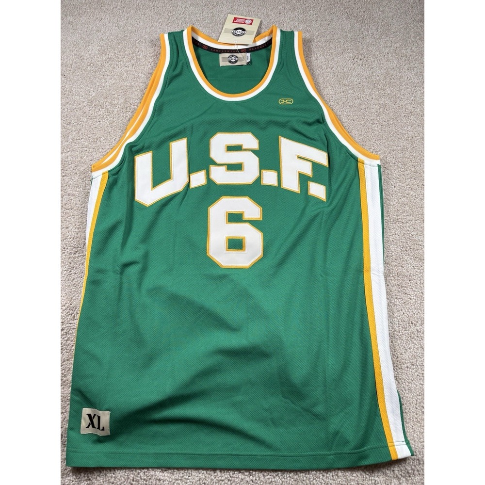 Bill Russell USF #6 Legends Throwback Basketball Jersey Men's Size XL Green NWT